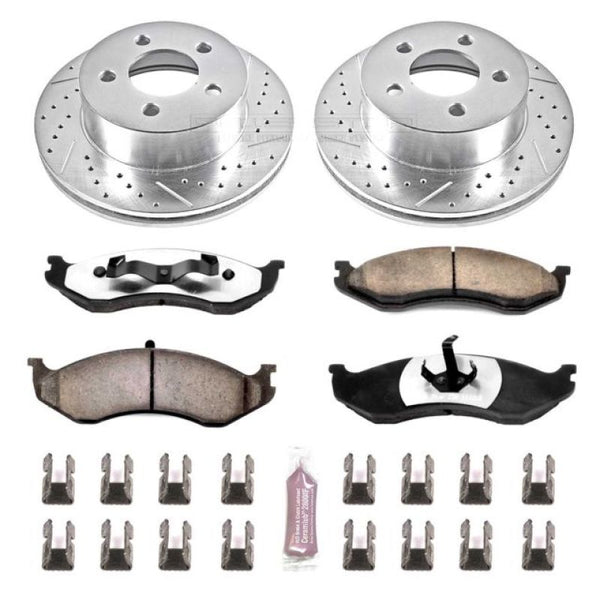 Power Stop 99-01 Jeep Cherokee Front Z36 Truck & Tow Brake Kit - Bull Strap