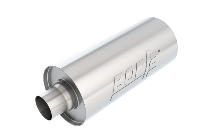 Borla Universal Performance 2.5in Inlet/Outlet Stainless Racing Muffler - Bull Strap