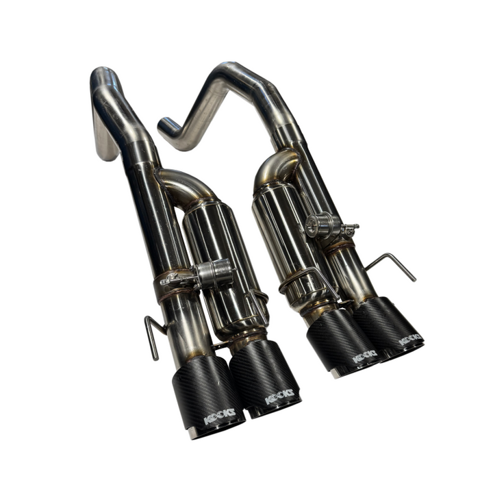 Kooks 09-13 Chevrolet Corvette Z06/ZR1 3in. Valved Axle-Back Exhaust w/ SS Tips - Bull Strap