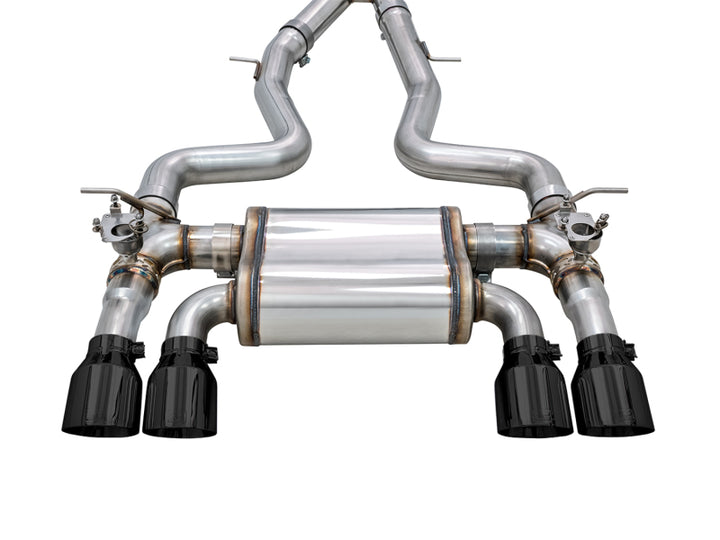 AWE Tuning BMW F8X M3/M4 SwitchPath Catback Exhaust - Diamond Black Tips - Bull Strap