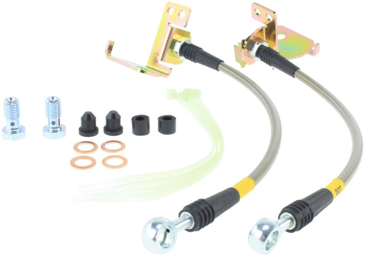 StopTech 05-08 Mustang V6 w/ABS / Mustang GT V8 / 07-09 GT500 Stainless Steel Rear Brake Lines - Bull Strap