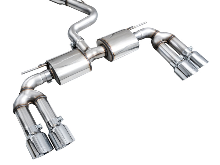 AWE 22-24 Audi 8Y S3 Touring Edition Exhaust - Chrome Silver Tips - Bull Strap
