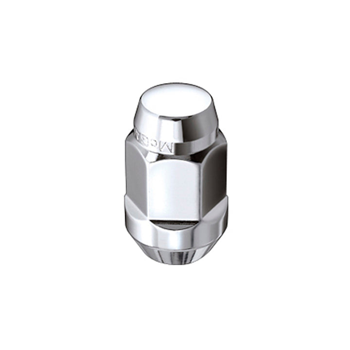 McGard Hex Lug Nut (Cone Seat Bulge Style) 1/2-20 / 3/4 Hex / 1.45in. Length (4-pack) - Chrome - Bull Strap