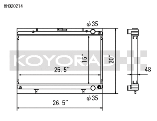 Koyo Nissan 89-93 Skyline GT-R/GT-S 2.6L (t)/88-94 Cefiro 2.0L (t)/89-93 Laurel 2.0L (t) Radiator - Bull Strap