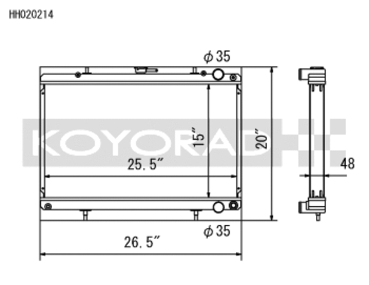 Koyo Nissan 89-93 Skyline GT-R/GT-S 2.6L (t)/88-94 Cefiro 2.0L (t)/89-93 Laurel 2.0L (t) Radiator - Bull Strap