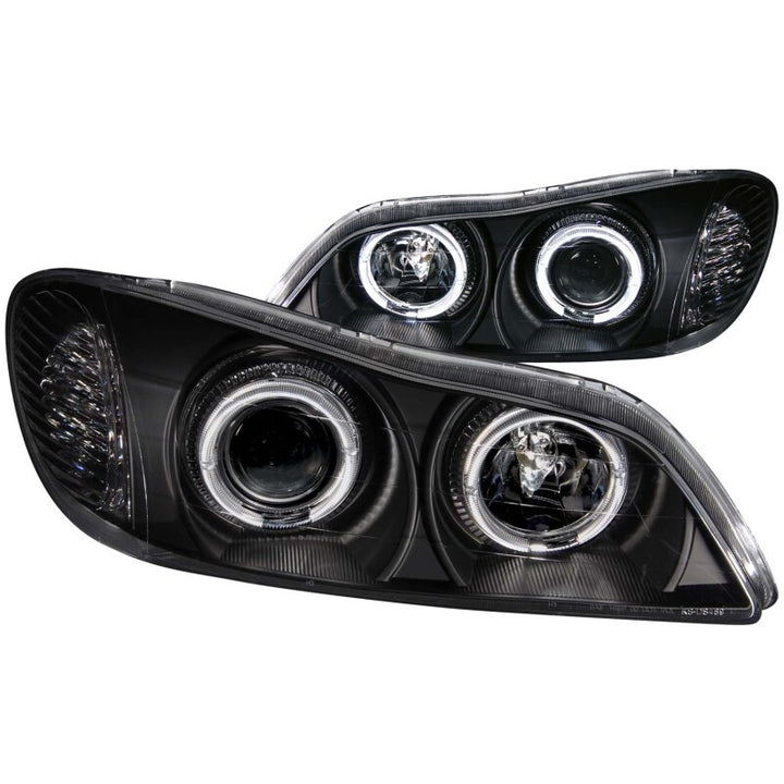 ANZO 2000-2004 Infiniti I30 Projector Headlights w/ Halo Black - Bull Strap