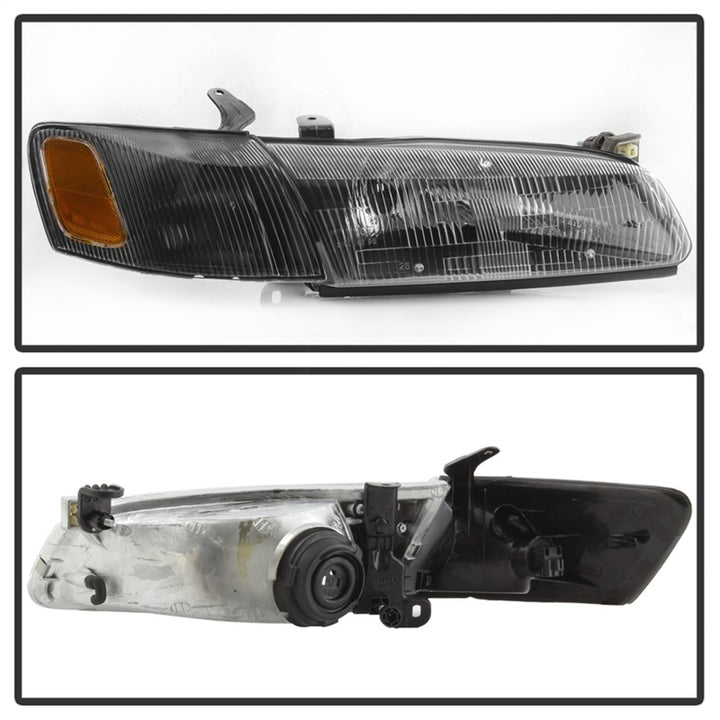 xTune 97-99 Toyota Camry 4pc OEM Style Headlights w/Corner Lights - Black (HD-JH-TCAM97-SET-BK) - Bull Strap