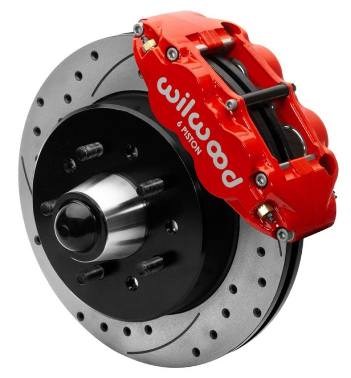 Wilwood Forged Narrow Superlite 6R Front Big Brake Kit 12.19in Drilled Rotors 88-98 C1500 - Red - Bull Strap
