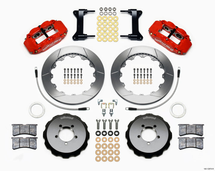 Wilwood Narrow Superlite 6R Front Hat Kit 12.88in Red 2012-Up Toyota / Scion FRS w/ Lines - Bull Strap