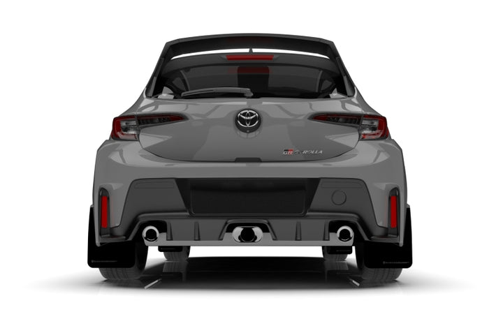 Rally Armor 23-25 Toyota GR Corolla Black Mud Flap w/Light Blue Logo - Bull Strap