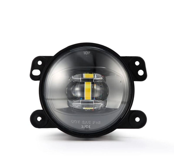 AlphaRex Universal Chrysler/Dodge/Hummer/Jeep DoubleTap Dual Color LED Proj Fog Lights - White/Amber - Bull Strap