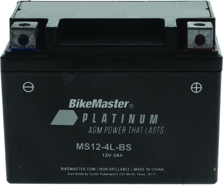 BikeMaster AGM Battery - MS12-4L-BS - Bull Strap