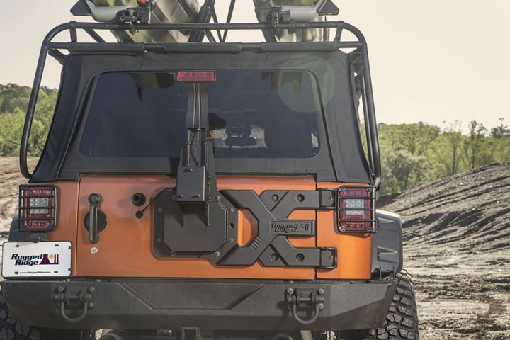 Rugged Ridge Spartacus HD Tire Carrier Kit 07-18 Jeep Wrangler - Bull Strap