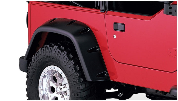 Bushwacker 97-06 Jeep TJ Max Pocket Style Flares 4pc - Black - Bull Strap