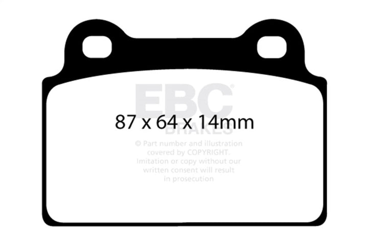 EBC 08-16 Mitsubishi Lancer Evo 10 2.0 Turbo (1 piece rotor) Yellowstuff Rear Brake Pads - Bull Strap