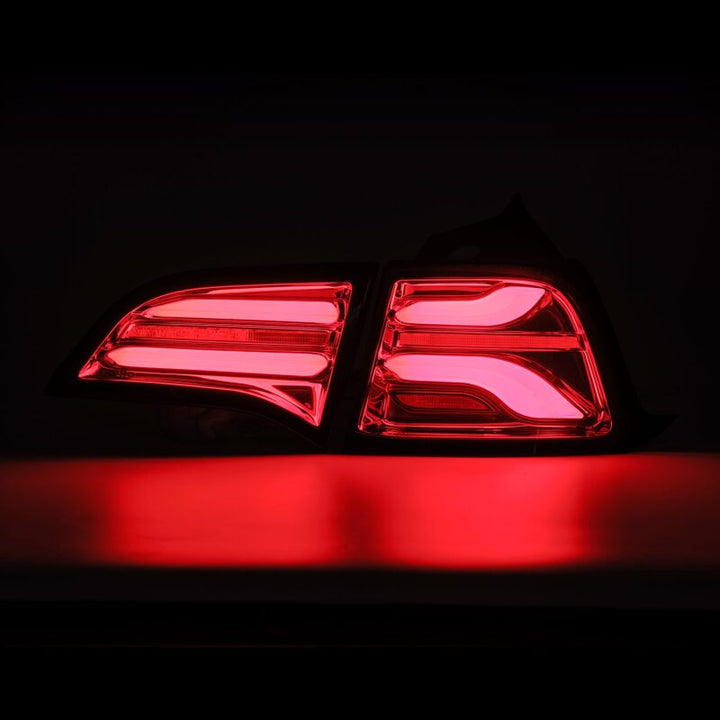 AlphaRex 17-22 Tesla Model 3 PRO-Series LED Tail Lights Red Smoke w/Seq Sig - Bull Strap