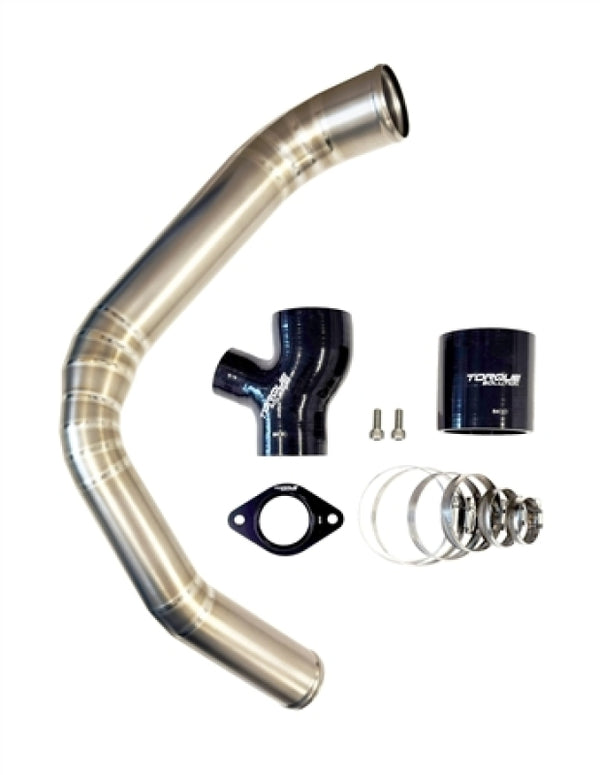Torque Solution 15-21 Subaru WRX Top Mount Charge Pipe - Titanium Brushed / Raw - Bull Strap