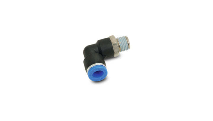 Vibrant Male Elbow Pneumatic Vacuum Fitting (1/8in NPT Thread) - for use with 5/32in (4mm) OD tubing - Bull Strap