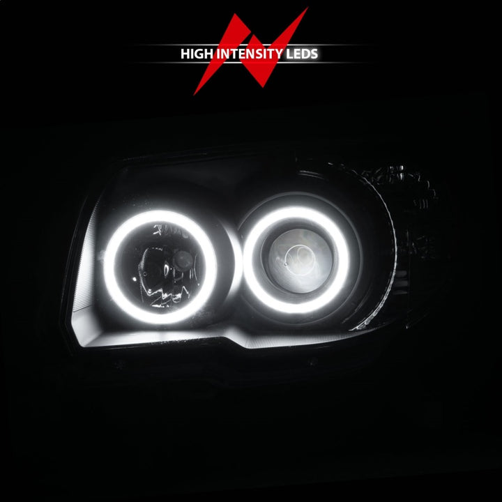 ANZO 2006-2009 Toyota 4Runner Projector Headlights w/ Halo Black - Bull Strap