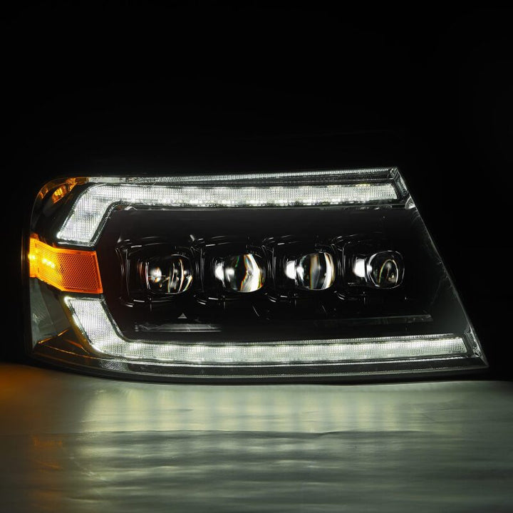 AlphaRex 04-08 Ford F-150 (No 2004 Heritage) NOVA-Series LED Proj HL Chrome w/Actv Light / Seq. Sig - Bull Strap
