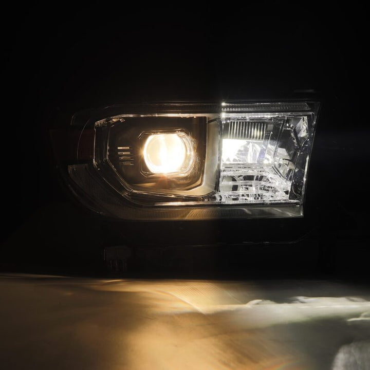 AlphaRex 22-23 Toyota Tundra NOVA-Series Headlights Black w/Amber DRL - Req 810029 OR 810030 - Bull Strap