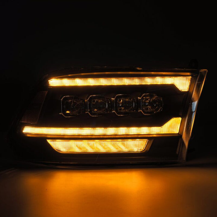 AlphaRex 09-18 Dodge Ram 2500 NOVA LED Proj Headlights Plank Style Design Black w/ Activation Light - Bull Strap