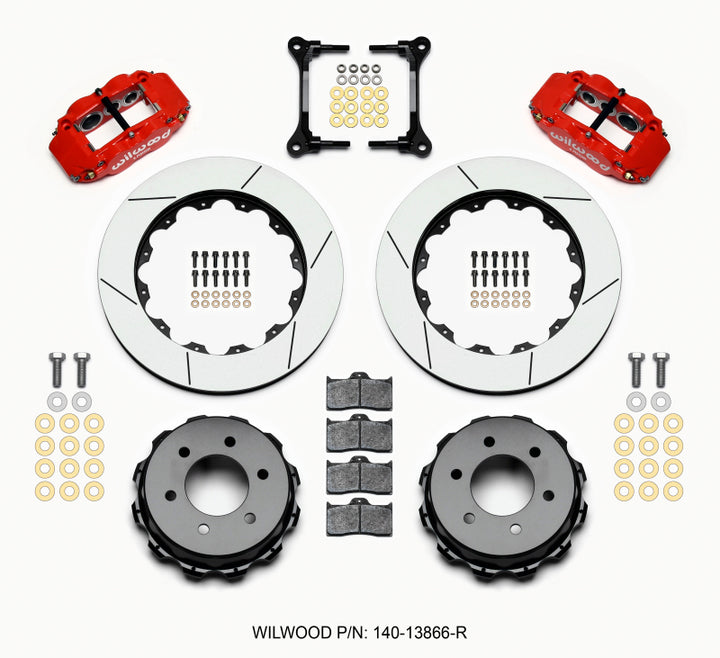 Wilwood Narrow Superlite 4R RearTruck Kit 14.25in Red 2012-Up Ford F150 (6 lug) - Bull Strap