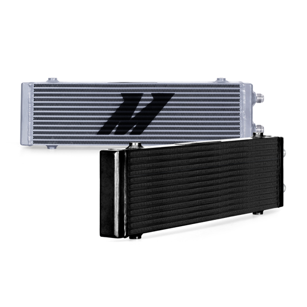 Mishimoto Universal Large Bar and Plate Dual Pass Black Oil Cooler - Bull Strap