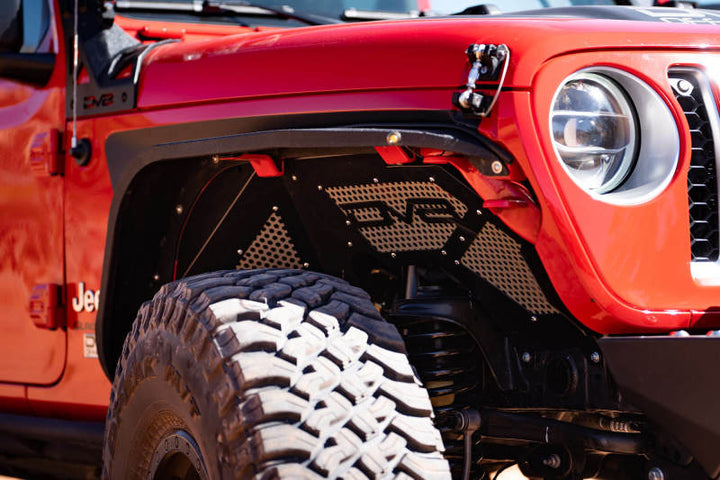 DV8 Offroad 2018+ Jeep Wrangler JL Front Inner Fenders - Black - Bull Strap