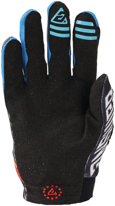 Answer 25 Aerlite Drip Gloves Black/White/Rainbow Youth - Large - Bull Strap