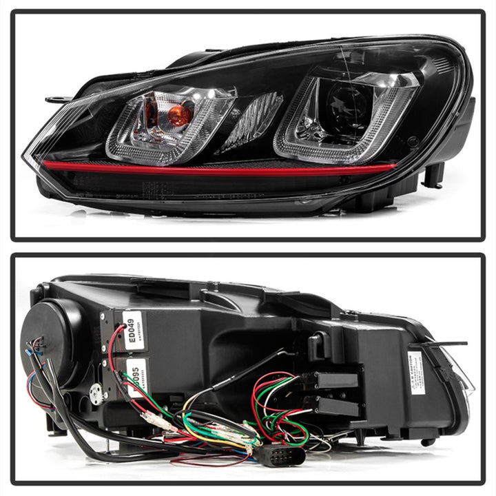 Spyder Volkswagen Golf / GTI 10-13 Version 3 Projector Headlights - Black PRO-YD-VG10V3R-DRL-BK - Bull Strap