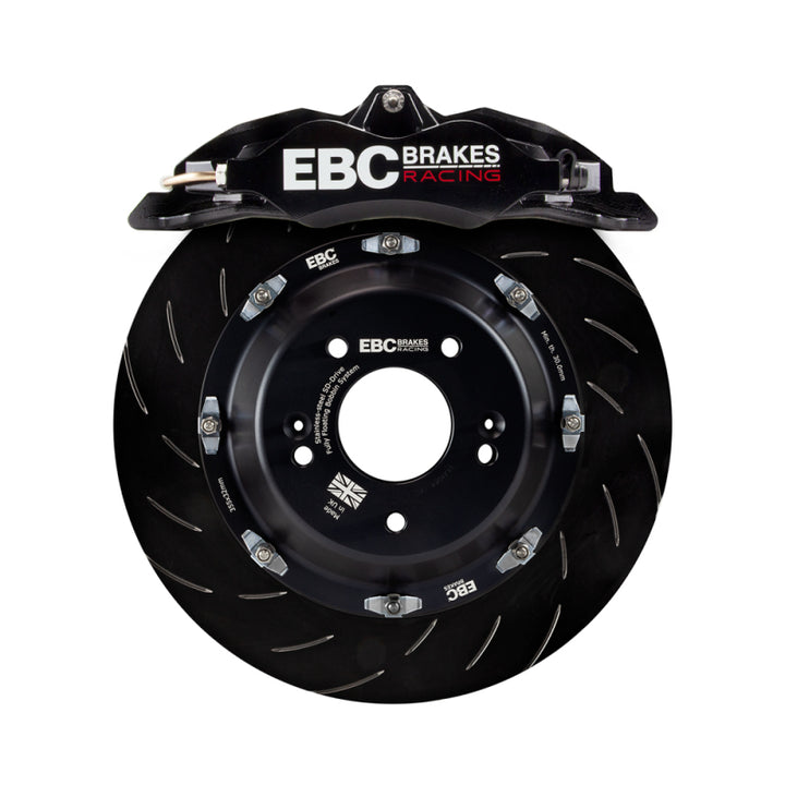 EBC Racing 12-21 Subaru BRZ/Toyota GT86 Black Apollo-4 Calipers 330mm Rotors Front Big Brake Kit - Bull Strap