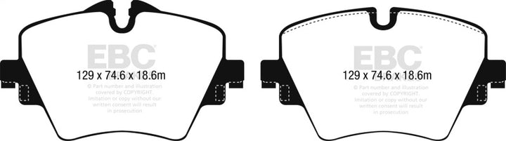 EBC 16-17 BMW X1 XDrive28i Yellowstuff Front Brake Pads - Bull Strap