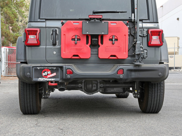 aFe MACH Force-Xp Axle-Back Exhaust System w/Black Tip 18-20 Jeep Wrangler L4-2.0T / V6-3.6L - Bull Strap