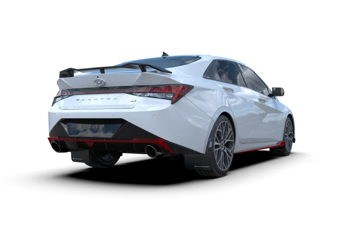 Rally Armor 22-23 Hyundai Elantra N & N Line Black UR Mud Flap w/Red Logo - Bull Strap