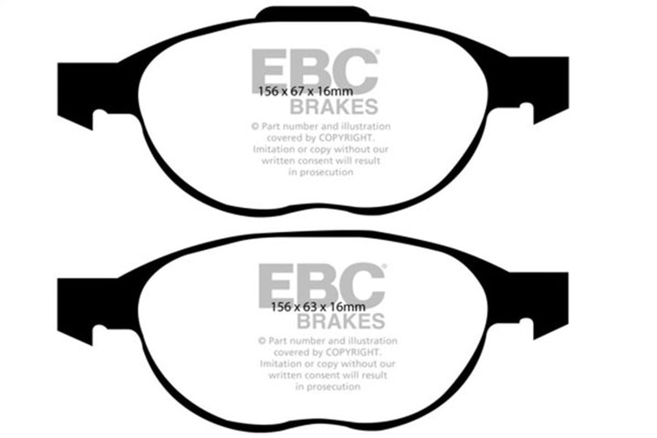 EBC 12+ Ford C-Max 2.0 Hybrid Yellowstuff Front Brake Pads - Bull Strap
