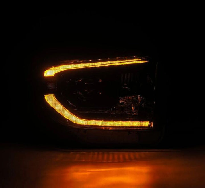 AlphaRex 14-21 Toyota Tundra PRO-Series Projector Headlights Black w/Seq. Sig. + DRL - Bull Strap