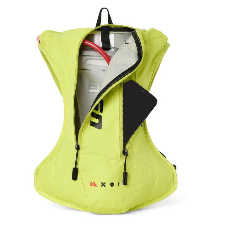 USWE Outlander Moto Hydration Pack 4L - Crazy Yellow - Bull Strap