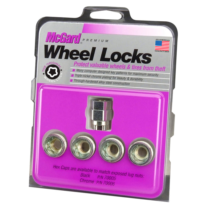 McGard Wheel Lock Nut Set - 4pk. (Under Hub Cap / Cone Seat) M12X1.5 / 19mm & 21mm Hex / .775in. L - Bull Strap