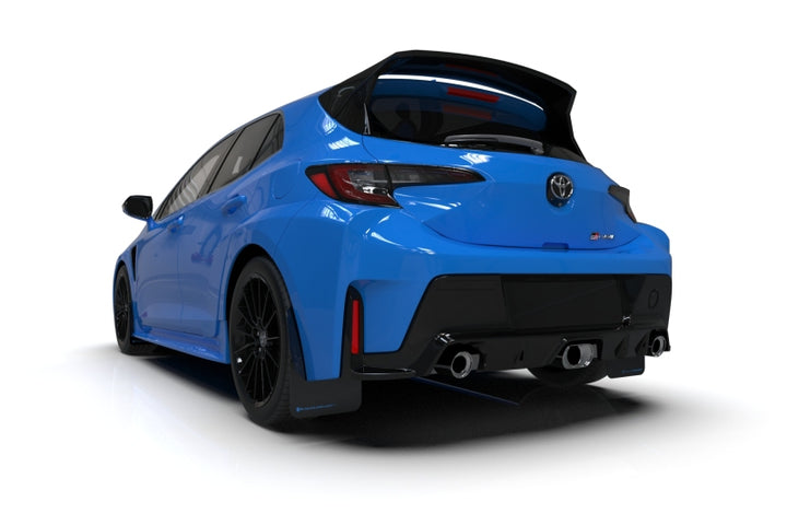 Rally Armor 23-25 Toyota GR Corolla Black Mud Flap w/Light Blue Logo - Bull Strap