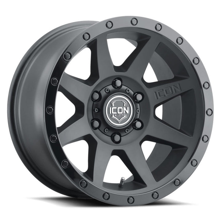 ICON Rebound 18x9 6x5.5 0mm Offset 5in BS 106.1mm Bore Double Black Wheel - Bull Strap