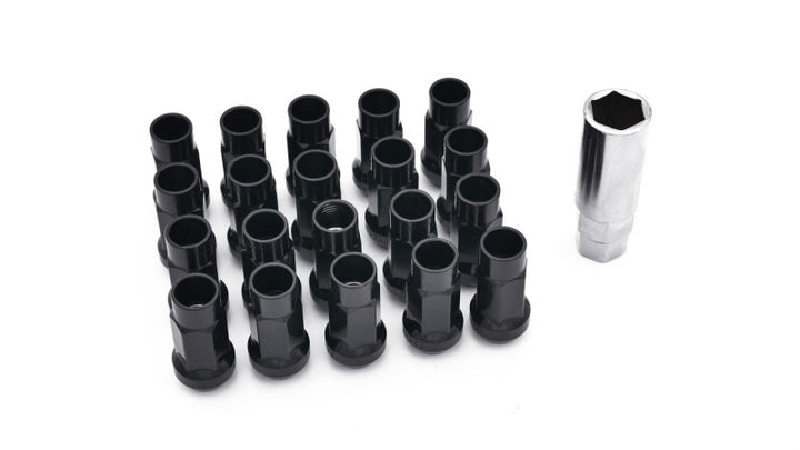 ISR Performance Steel 50mm Open Ended Lug Nuts M12x1.25 - Black - Bull Strap