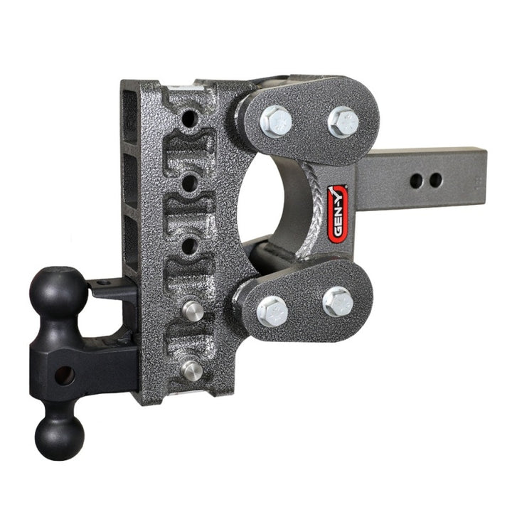 Gen-Y The Boss Torsion-Flex 2.5in Shank 7.5in Drop 16K Hitch w/GH-051 Dual-Ball/GH-032 Pintle Lock - Bull Strap