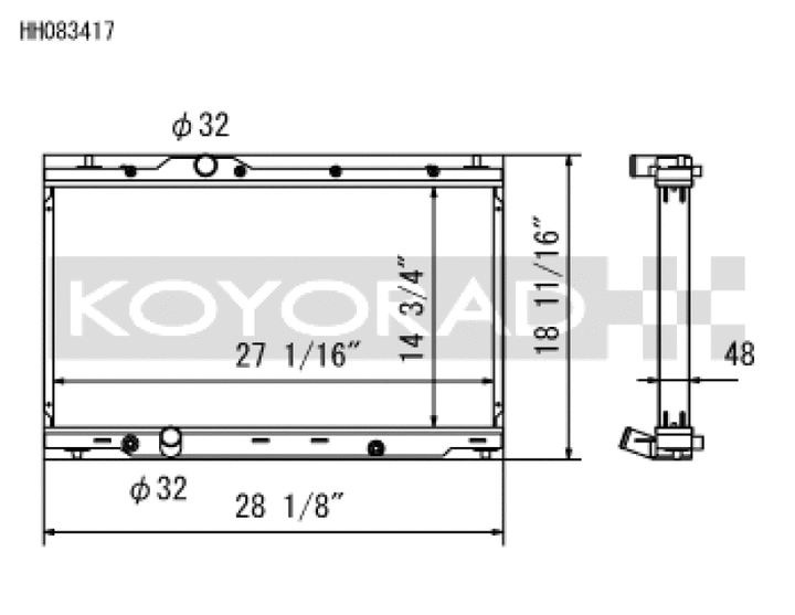 Koyo 2017 Honda Civic Type-R Radiator - Bull Strap