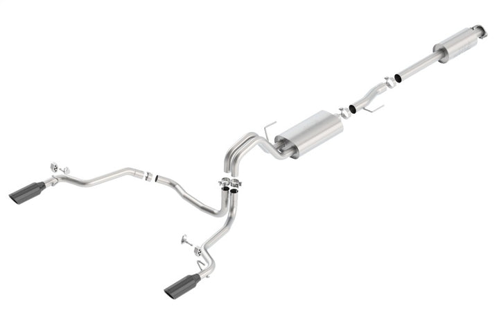 Borla 15-17 Ford F-150 2.7L/ 3.5L EcoBoost/ 5.0L V8 Rear Exit S-Type Catback Exhaust Black Chrome - Bull Strap