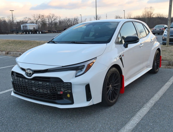 Rally Armor 23-25 Toyota GR Corolla Red UR Mud Flap w/Black Logo - Bull Strap
