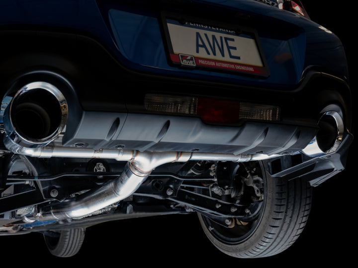 AWE Subaru BRZ/ Toyota GR86/ Toyota 86 Track Edition Cat-Back Exhaust- Chrome Silver Tips - Bull Strap