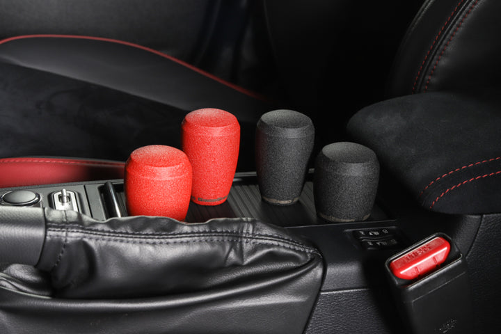 GrimmSpeed Stubby Shift Knob Stainless Steel Red - M12x1.25 - Bull Strap