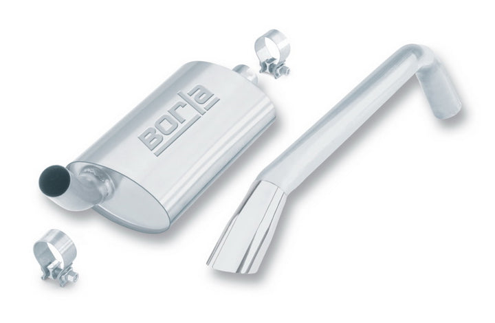 Borla 81-86 Jeep CJ-7 4.2L AT/MT 4WD Cat-Back 2in Single Round Angle Cut Intrcld Rr 2.5in Rndx6.5in - Bull Strap