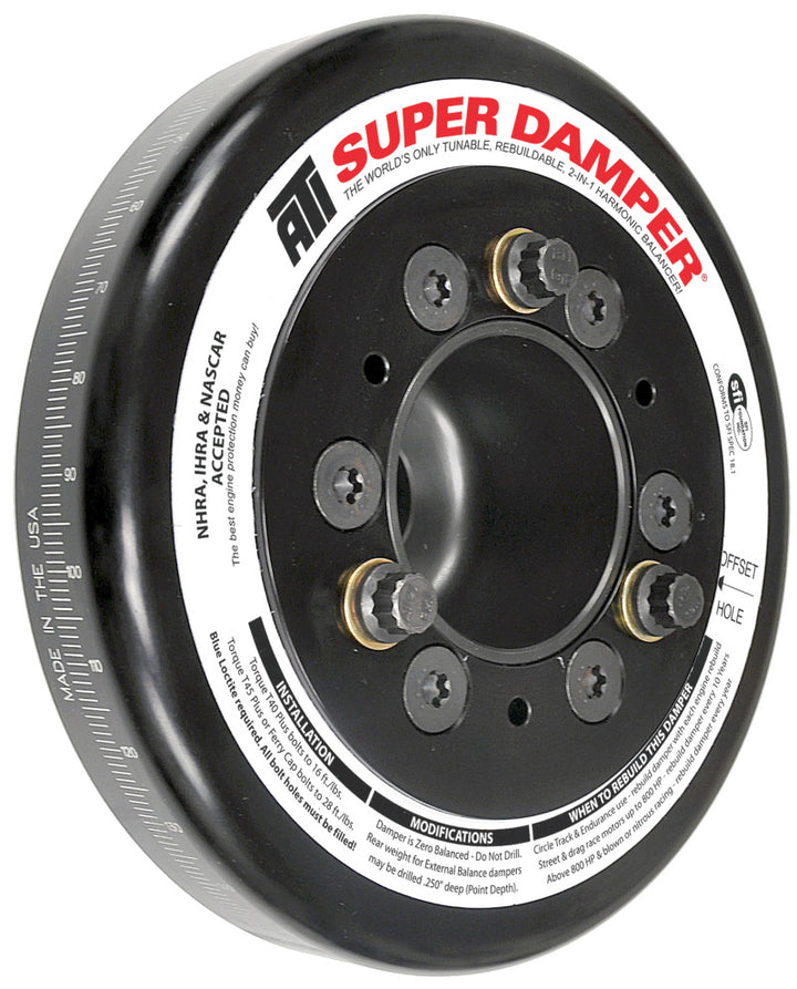 ATI Damper - 7.074in - Alum - Honda B - Race Damper - 4 Grv Steel Hub - 2 Ring - Bull Strap